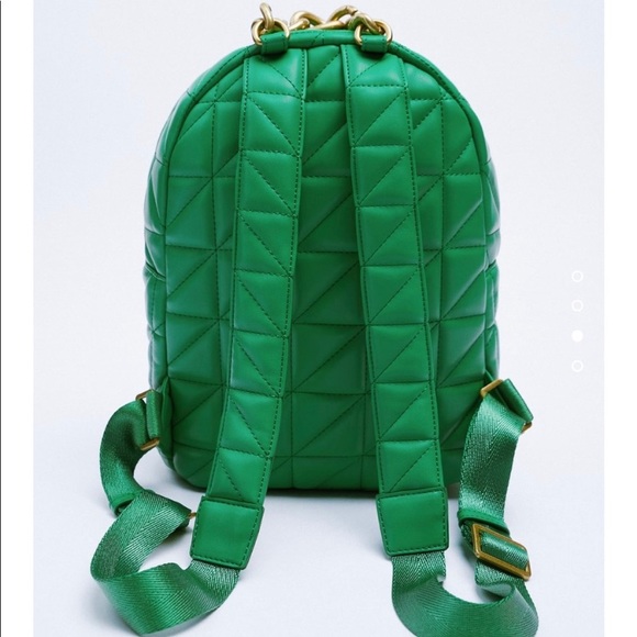 NWT Zara luxury minimalist faux leather quilted backpack chunky chain handle main image 11